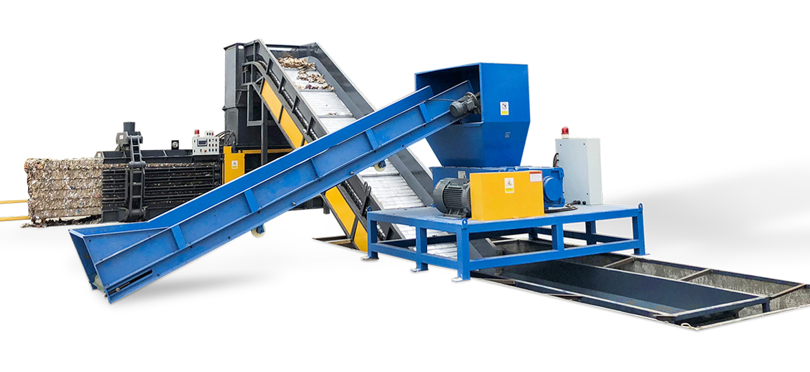 Large garbage crushing, sorting, and packaging production line